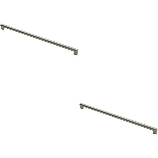 2x Keyhole Bar Pull Handle 632 x 22mm 608mm Fixing Centres Satin Nickel & Steel Loops