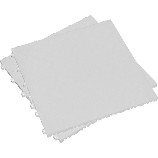 9 PACK Heavy Duty Floor Tile - PP Plastic - 400 x 400mm - White Treadplate Loops