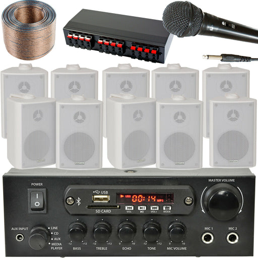 5 Zone Bluetooth System 10x 60W Speakers Shop Tannoy PA & Karaoke Kit HiFi Amp