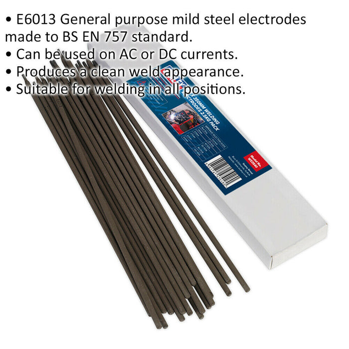 2.5kg PACK - Mild Steel Welding Electrodes - 4 x 350mm - 130 to 190A Currents Loops
