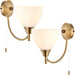 2 PACK Dimmable LED Wall Light Antique Brass & Frosted Glass Shade Curved Lamp Loops