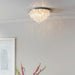 Flush Ceiling Mount Light Chrome & PREMIUM K5 Crystal Lamp Bulb Round Chandelier Loops