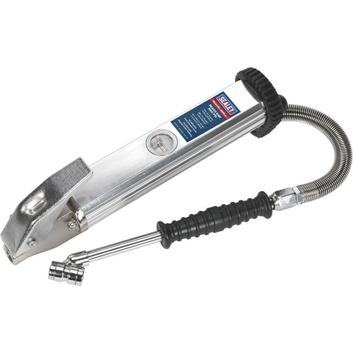 Premium Long Type Tyre Inflator - Twin Push-On Connector - 240mm Arm & 0.5m Hose Loops