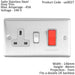 45A DP Oven Switch & Single 13A Switched Power Socket SATIN STEEL & Grey Trim Loops