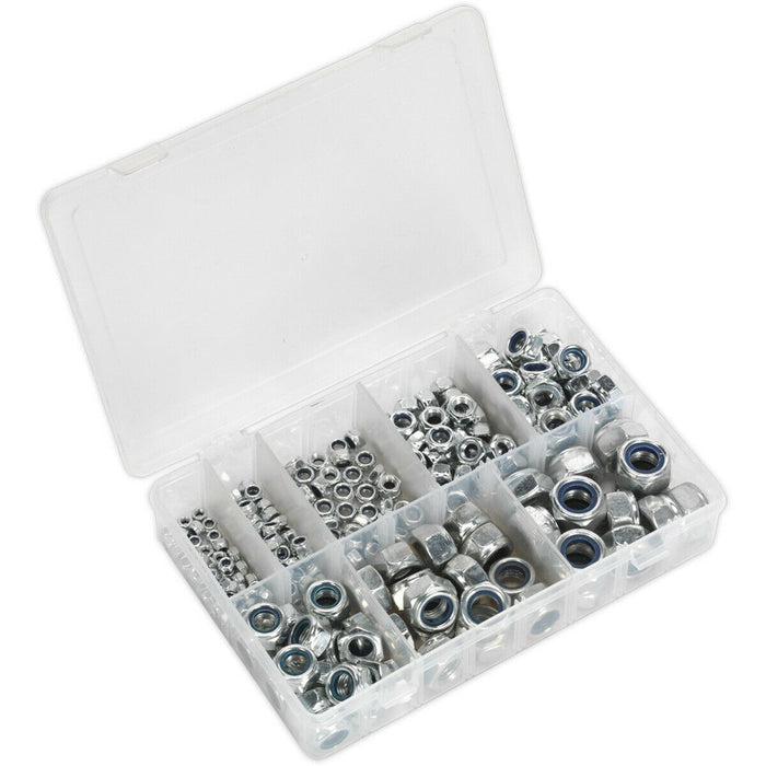 255 Pc Nylon Locknut Assortment - M4 to M16 - Partitioned Storage Box - DIN 985 Loops