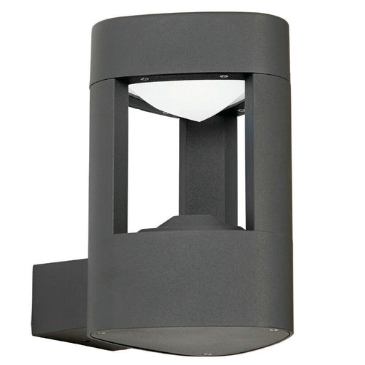 IP44 Outdoor LED Lamp Textured Grey Triangle Wall Light Porch Door Open Lantern Loops