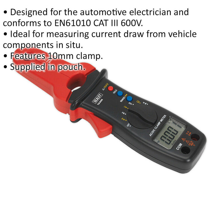 AC/DC Clamp Meter & Multimeter - 10mm Clamp - Current Draw Measuring Device Loops