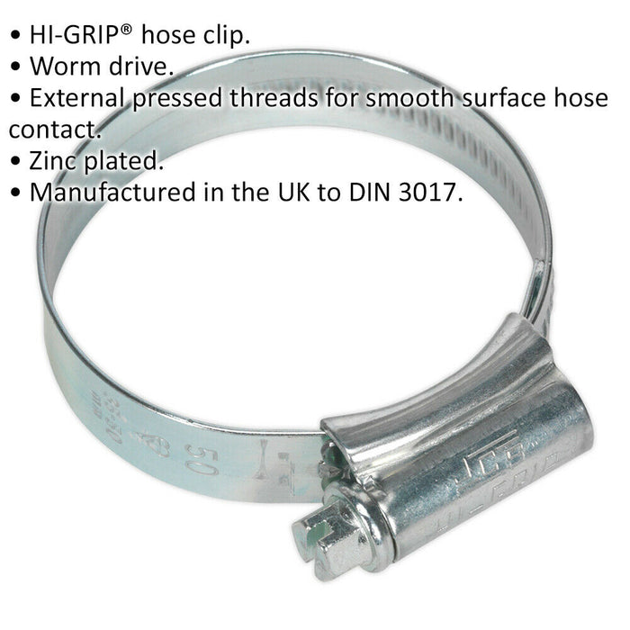 20 PACK Zinc Plated Hose Clip - 35 to 50mm Diameter - External Pressed Threads Loops