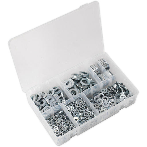 1070 Piece Form A Flat Washer Assortment - M5 to M16 - Partitioned Storage Box Loops