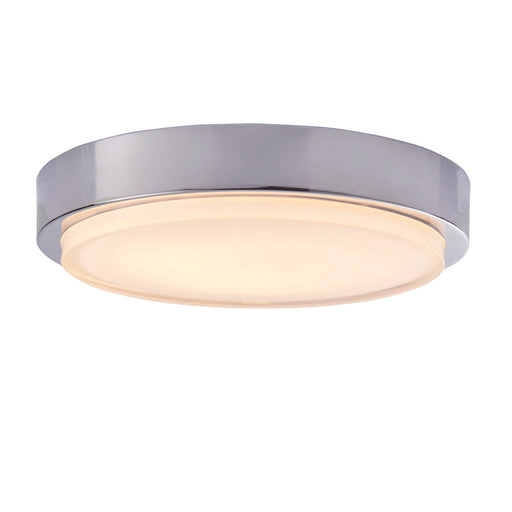 Flush Bathroom Ceiling Light IP44 Chrome Plate & White Glass 18W LED module Loops