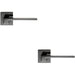 2x PAIR Flat Squared Bar Handle on Square Rose Concealed Fix Black Nickel Loops