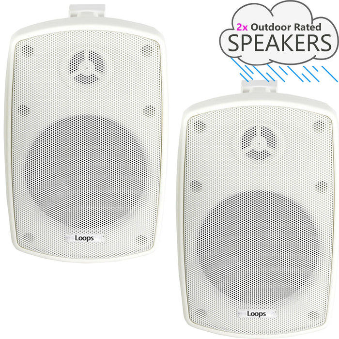 2x 8" 160W White Outdoor Rated Speakers 8 OHM Weatherproof Wall Mounted HiFi