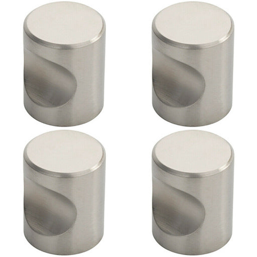 4x Cylindrical Cupboard Door Knob 25mm Diameter Stainless Steel Cabinet Handle Loops