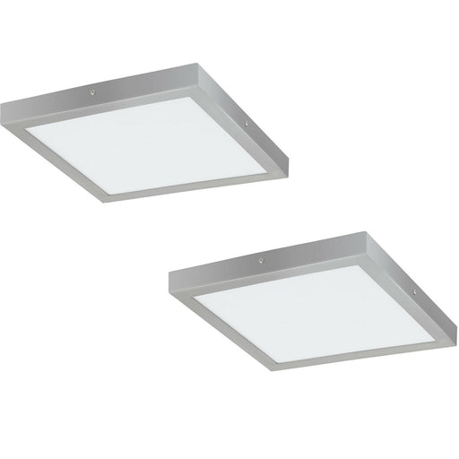 2 PACK Wall / Ceiling Light Silver 400mm Square Surface Mounted 25W LED 4000K Loops