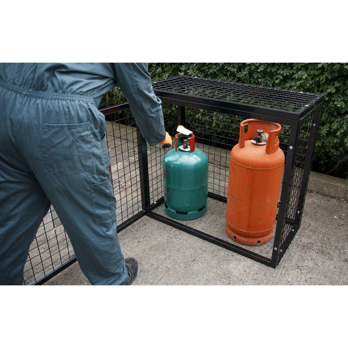 Gas Cylinder Storage Cage - 2x 47KG Cylinders - Outdoor Butane / Propane Safety Loops