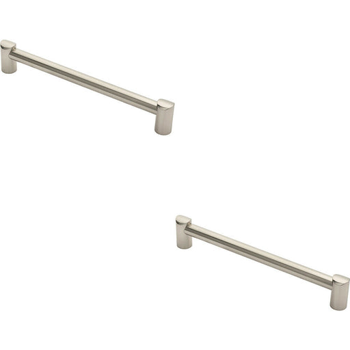 2x Round Tube Pull Handle 244 x 16mm 224mm Fixing Centres Satin Nickel Loops