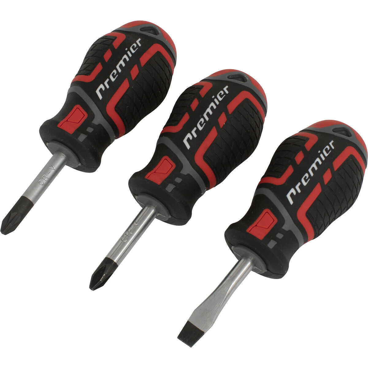 3 PACK Premium Stubby Screwdriver Set - Slotted Phillips & POZI - 38mm Mini Loops