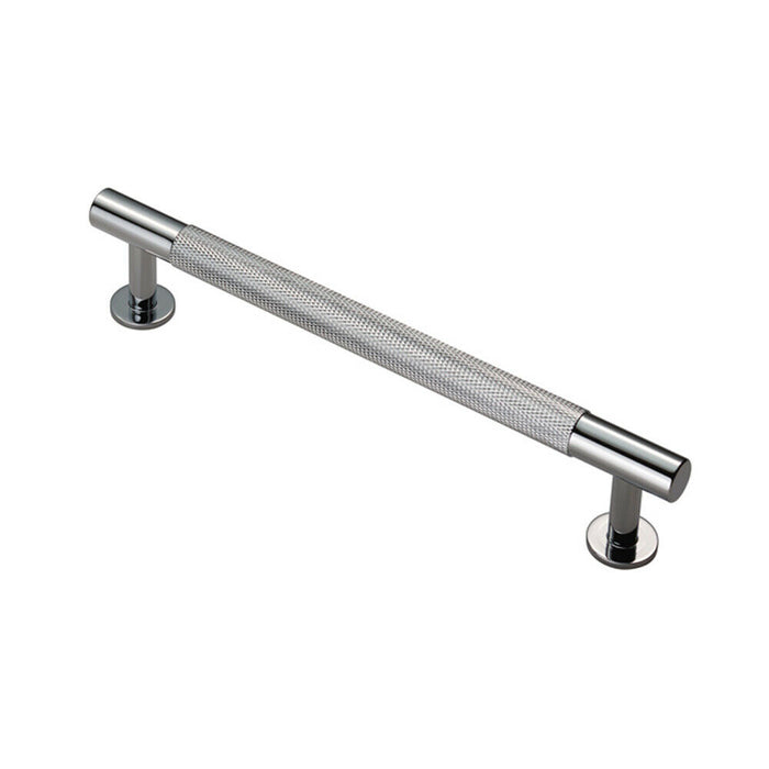 Knurled Bar Door Pull Handle 190 x 13mm 160mm Fixing Centres Chrome Loops