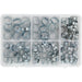 140 Piece Zinc Plated O-Clip Assortment - Double Ear Fasteners - Various Sizes Loops