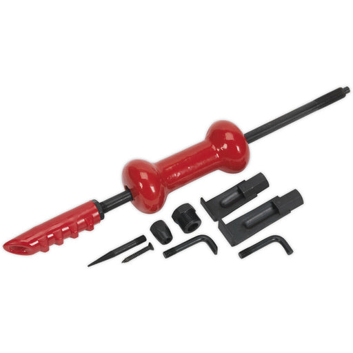 9 Piece 2.1kg Slide Hammer Kit - Rubber Grip Handle - Various Attachments Loops