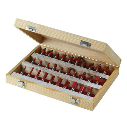 30 Piece TCT Router Bit Set ½" Shank Tungsten Carbide Blade Laminate Worktop Loops