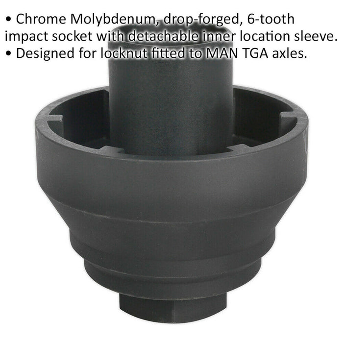 133mm to 145mm MAN TGA Axle Locknut IMPACT Socket - 3/4" Square Drive 6 Tooth Loops