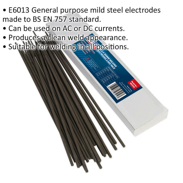 2.5kg PACK - Mild Steel Welding Electrodes - 3.2 x 350mm - 90 to 130A Currents Loops