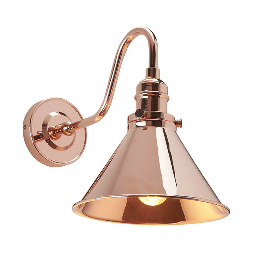 Wall Light Pyramid Shaped Downlight Arched Arm Polished Copper LED E27 60W Loops