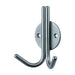 Slimline Double Coat Hook on Round Rose 35mm Projection Satin Stainless Steel Loops