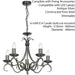 Hanging Ceiling Pendant Light ANTIQUE SILVER 5x Shade Vintage Lamp Bulb Holder Loops