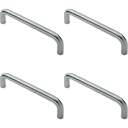 4x D Shape Cabinet Pull Handle 106 x 10mm 96mm Fixing Centres Satin Steel Loops