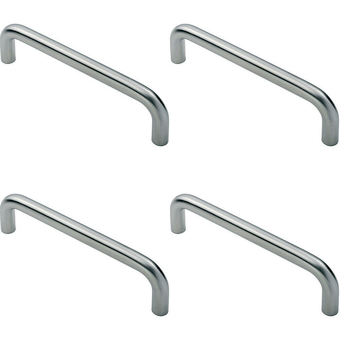 4x D Shape Cabinet Pull Handle 106 x 10mm 96mm Fixing Centres Satin Steel Loops