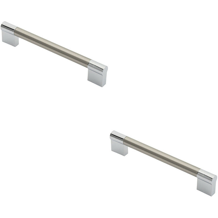 2x Keyhole Bar Pull Handle 172 x 14mm 160mm Fixing Centres Satin Nickel & Chrome Loops