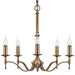 Avery Ceiling Pendant Chandelier Light 5 Lamp Antique Brass Curved Candelabra Loops