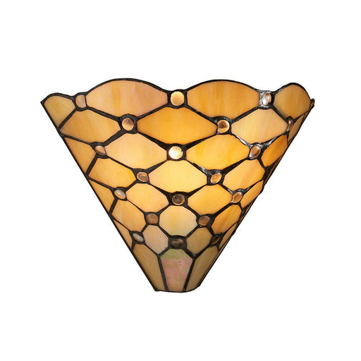 Tiffany Glass Geometric Wall Light - Matt Black Steel - 40W E14 Golf Bulb Needed Loops