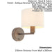 Wall Light Antique Bronze Plate & Marble Fabric 40W E14 Dimmable Loops