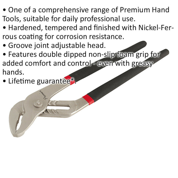 250mm Nickel-Ferrous Water Pump Pliers - Corrosion Resistant - Groove Joint Loops