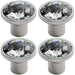 4x Round Faceted Crystal Cupboard Door Knob 34mm Diameter Polished Chrome Loops