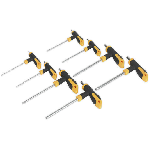 8 Piece T-Handle TRX-Star Key Set - T10 to T50 Sizes - Comfort Grip Handle Loops