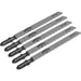 5 PACK 75mm Chrome Vanadium Steel Jigsaw Blade - 10 TPI - Reverse Teeth - Wood Loops