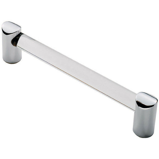 Round Tube Pull Handle 180 x 16mm 160mm Fixing Centres Clear & Chrome Loops