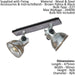 Adjustable 2 Bulb Ceiling Spotlight Wood & Raw Industrial Steel Shade 40W E27 Loops