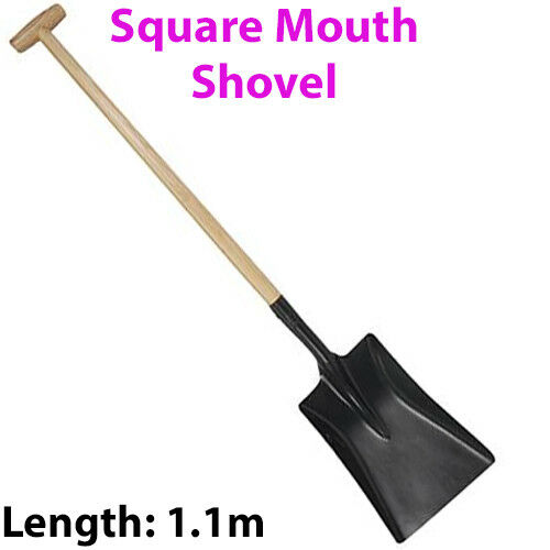 Heavy Duty 1100mm Square Mouth Shovel T Handle Garden Landscaping Earth Tool Loops