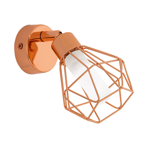 Wall 1 Spot Light Copper Steel Shade White Satin Glass Bulb G9 1x3W Included Loops