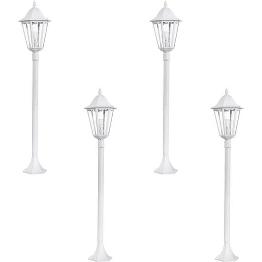 4 PACK IP44 Outdoor Bollard Light White Aluminium Lantern 60W E27 Tall Lamp Post Loops