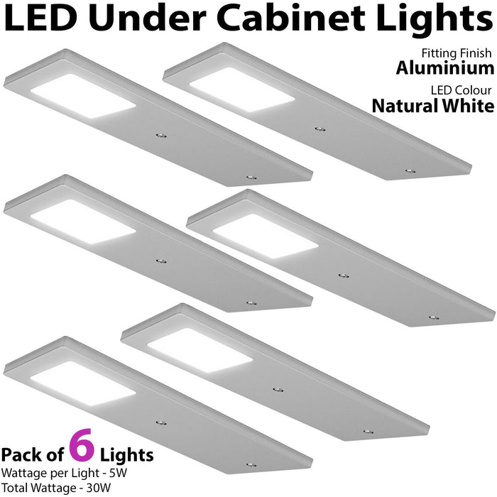6x 5W Kitchen Cabinet Low Profile Slim Panel Light & Driver Natural White Flush Loops