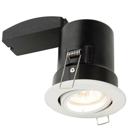 FIRE RATED GU10 Lamp Ceiling Down Light White PUSH FIT FAST FIX Adjustable Tilt Loops