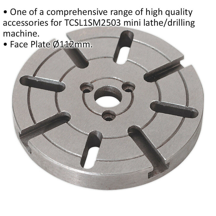 112mm Face Plate - For Use With ys08817 Lathe & Drilling Machine Accessory Loops