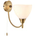 2 PACK Dimmable LED Wall Light Antique Brass & Frosted Glass Shade Curved Lamp Loops