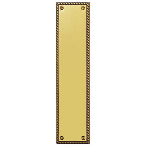 Georgian Door Finger Plate 302 x 74mm Rope Design Border Polished Brass Loops